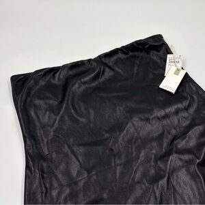 NWT Good American Women's 5 Black Faux Leather Lined Mini Tube Party Dress